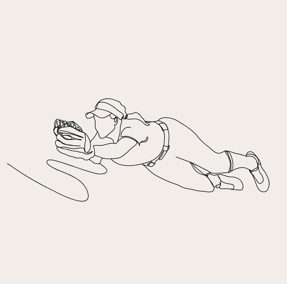 Minimalist Baseball line art, Extreme Sport, Softball Athlete, Simple Sketch, Outline Drawing, Vector Illustration, Black Lines Ball Game, Men