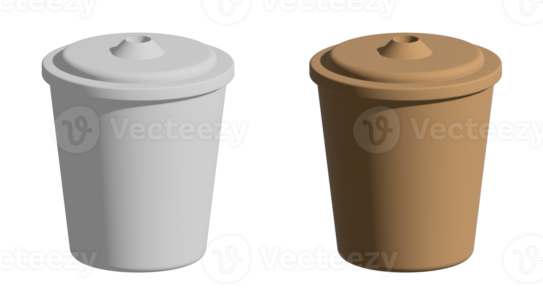 realistic blank mock up paper cups with white and brown. 3d illustration png