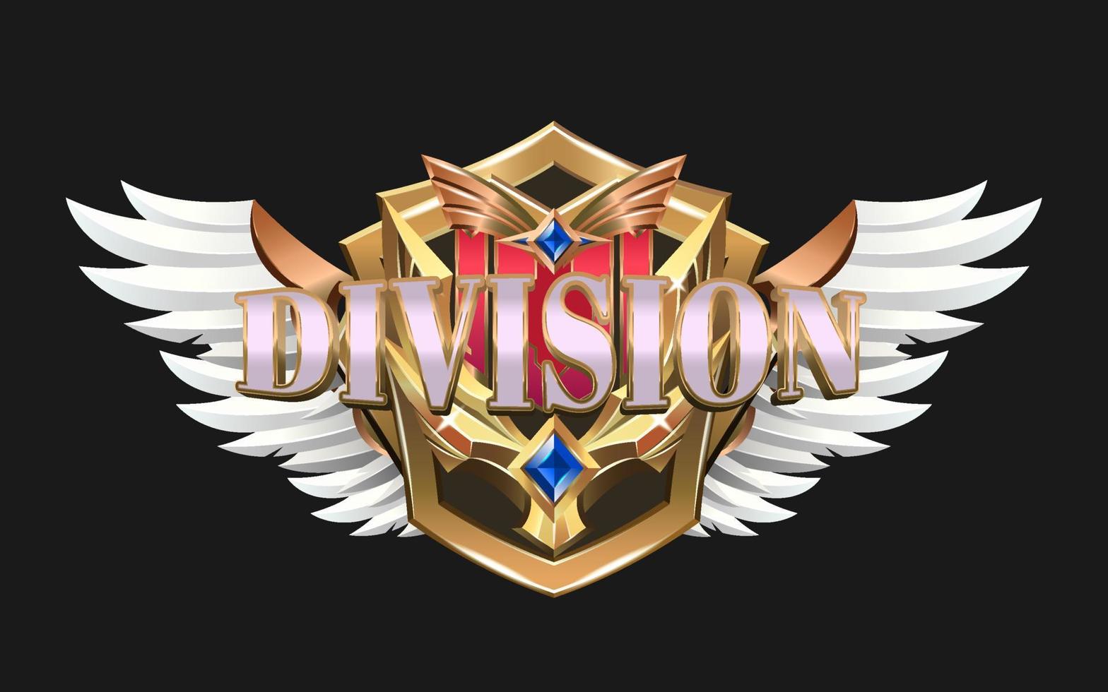 Game Achievement Badge Logo Element with Division Text Effect vector