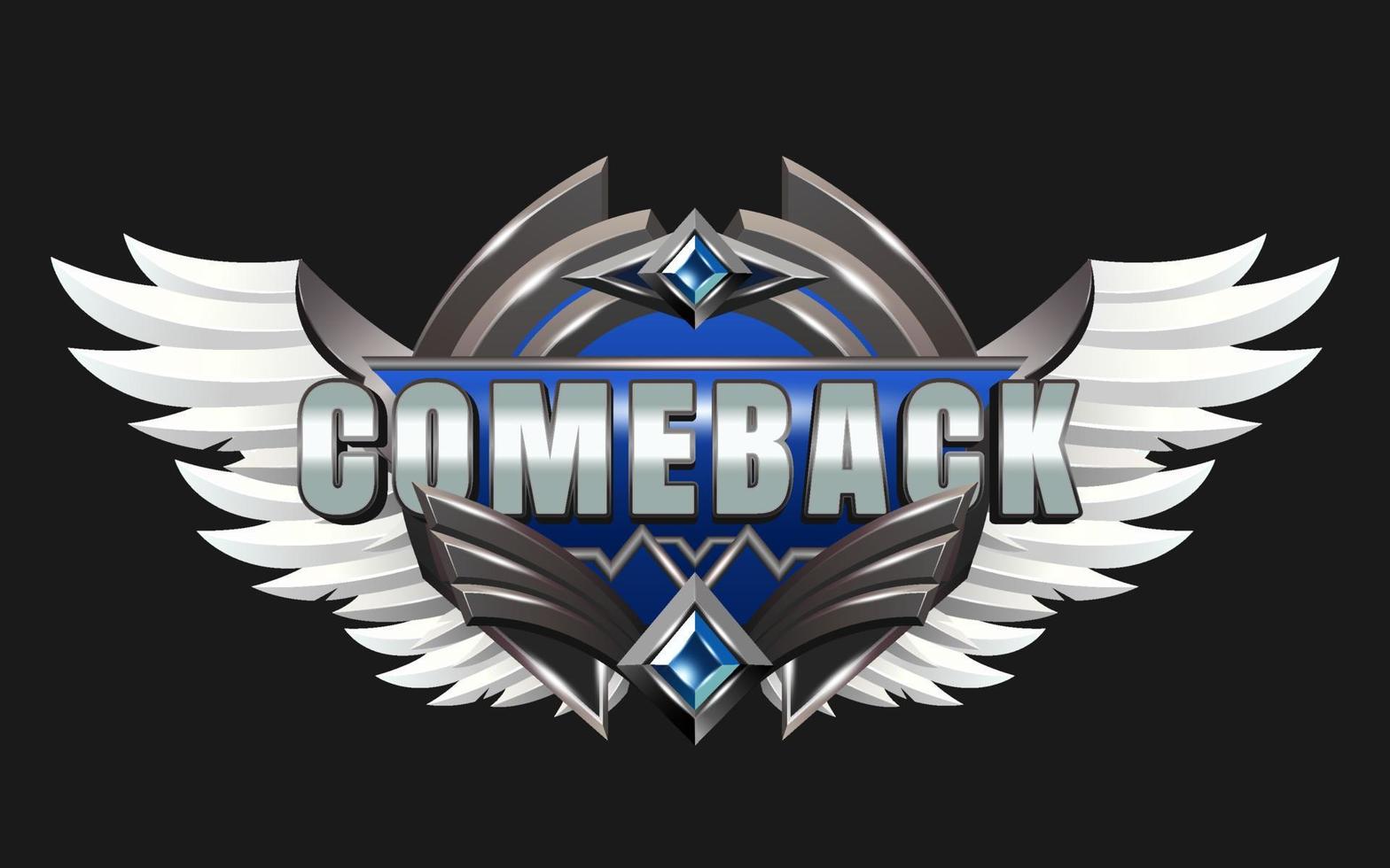 Game Achievement Badge Logo Element with Comeback Text Effect vector