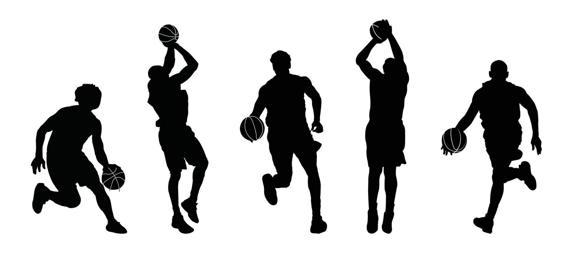 Five Basketball player silhouette Vol.3 vector set