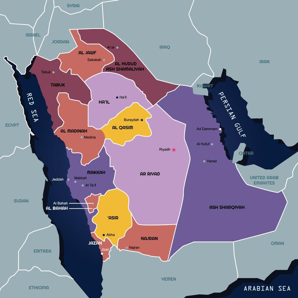 Country Map of Saudi Arabia vector