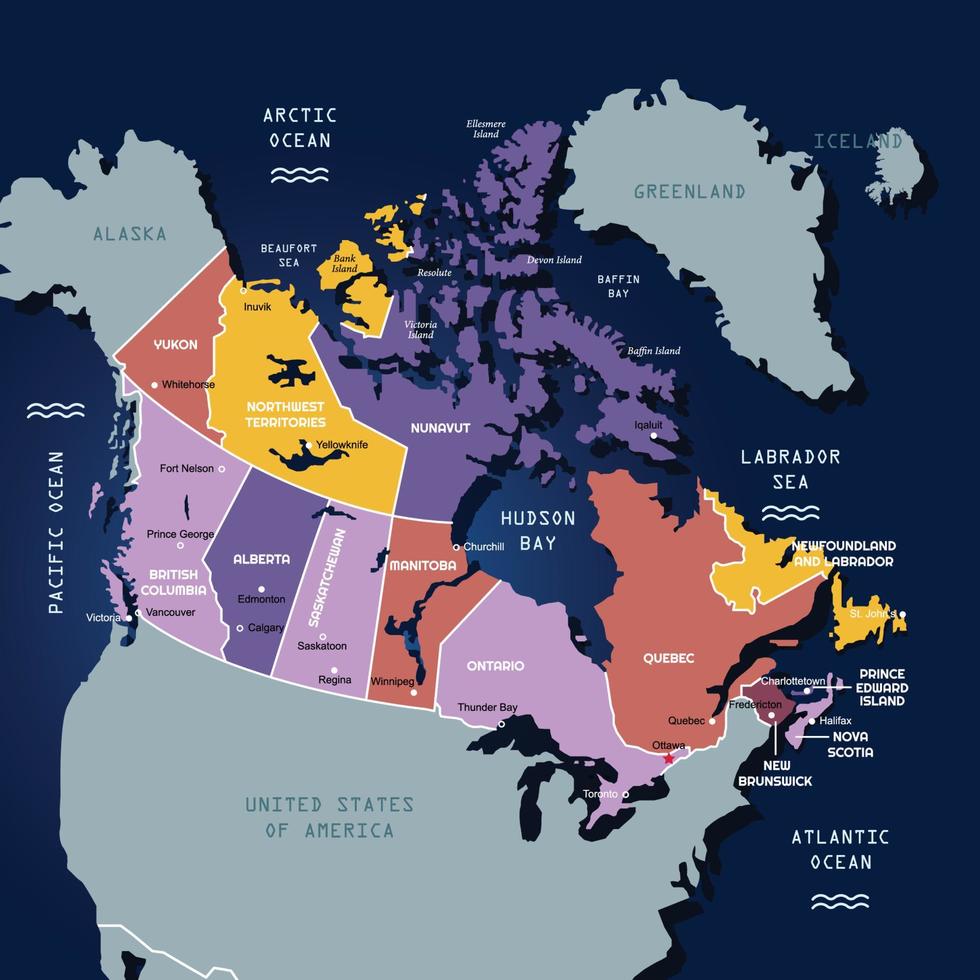 Country Map of Canada vector