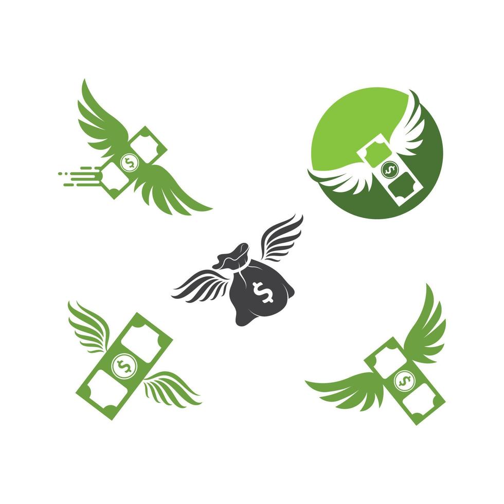 dinero alas logo icono vector ilustración