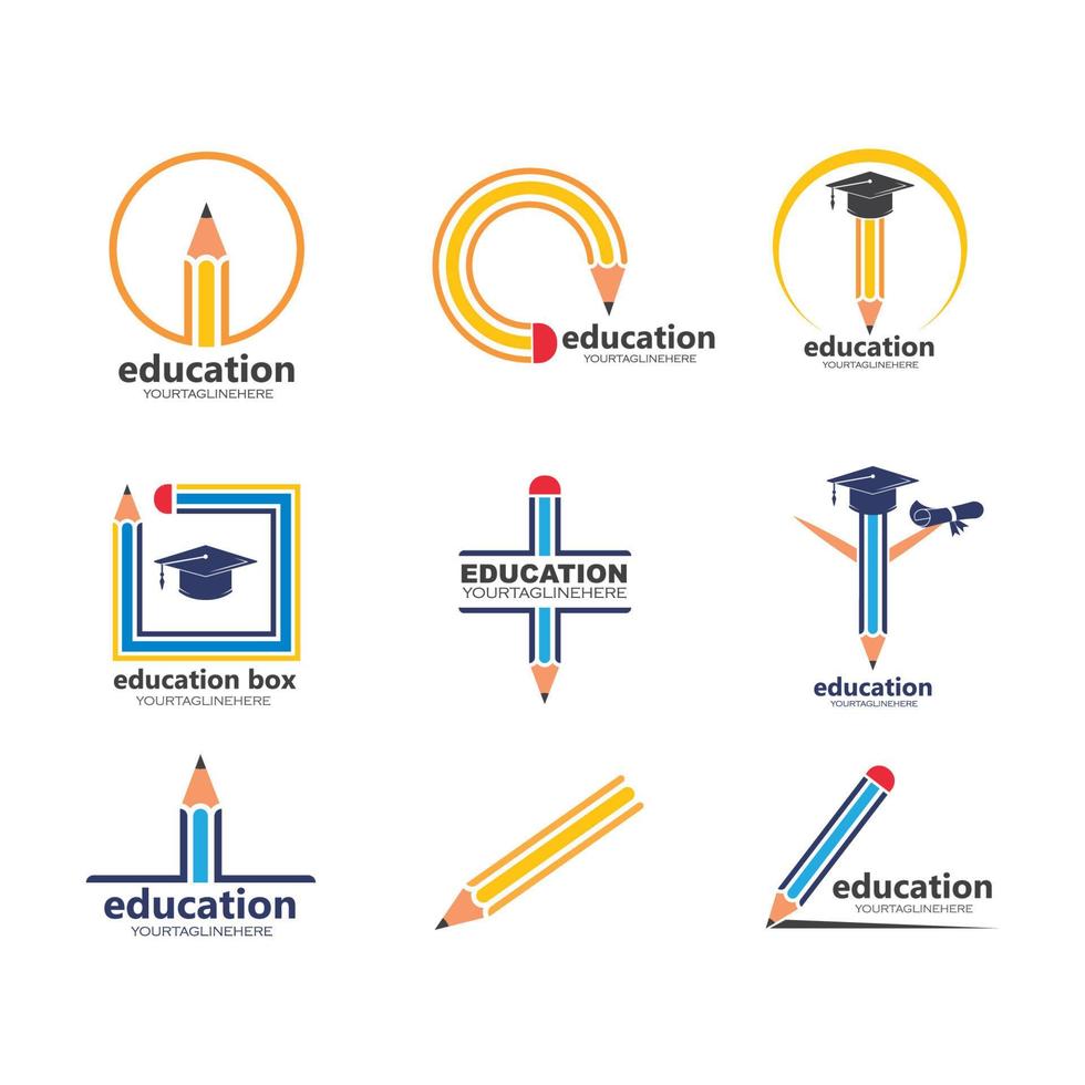 pencil vector illustration icon and logo of education