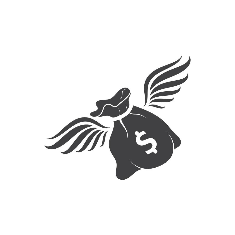 dinero alas logo icono vector ilustración