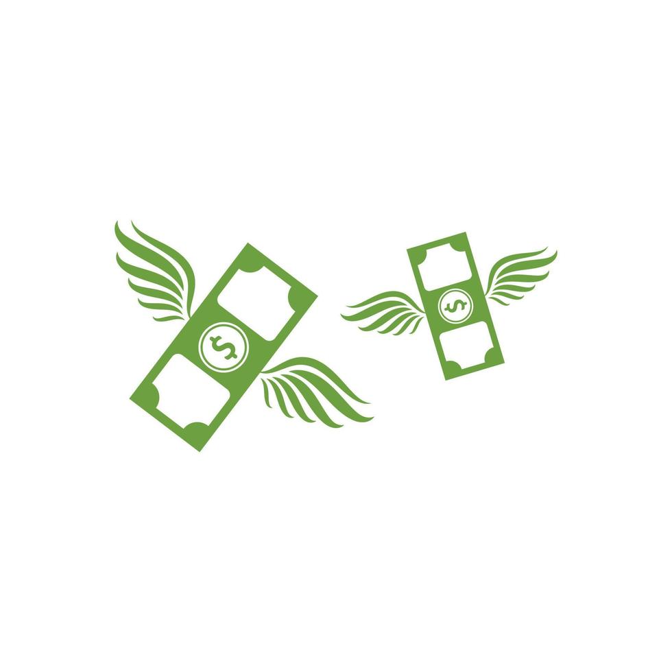 dinero alas logo icono vector ilustración