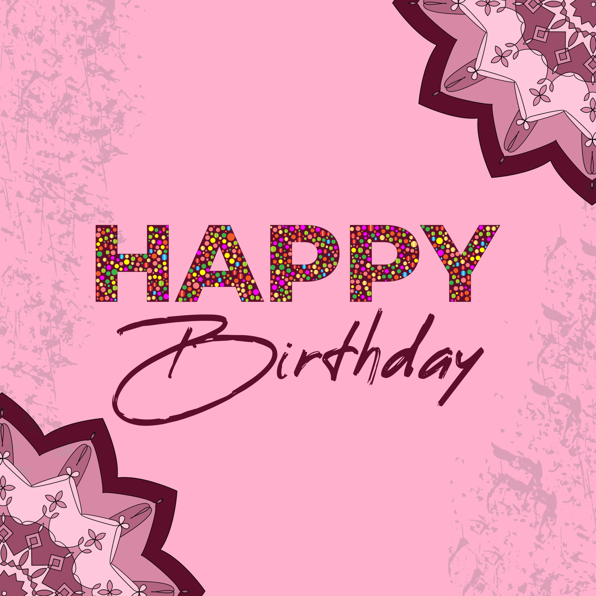 Happy Birthday Card Template With Beautiful Mandala Art And Luxury Text happy-birthday-card-template-with-beautiful-mandala-art-and-luxury-text