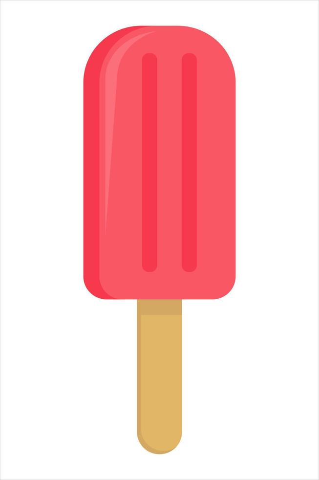 Ice cream on a stick with strawberry icing. vector