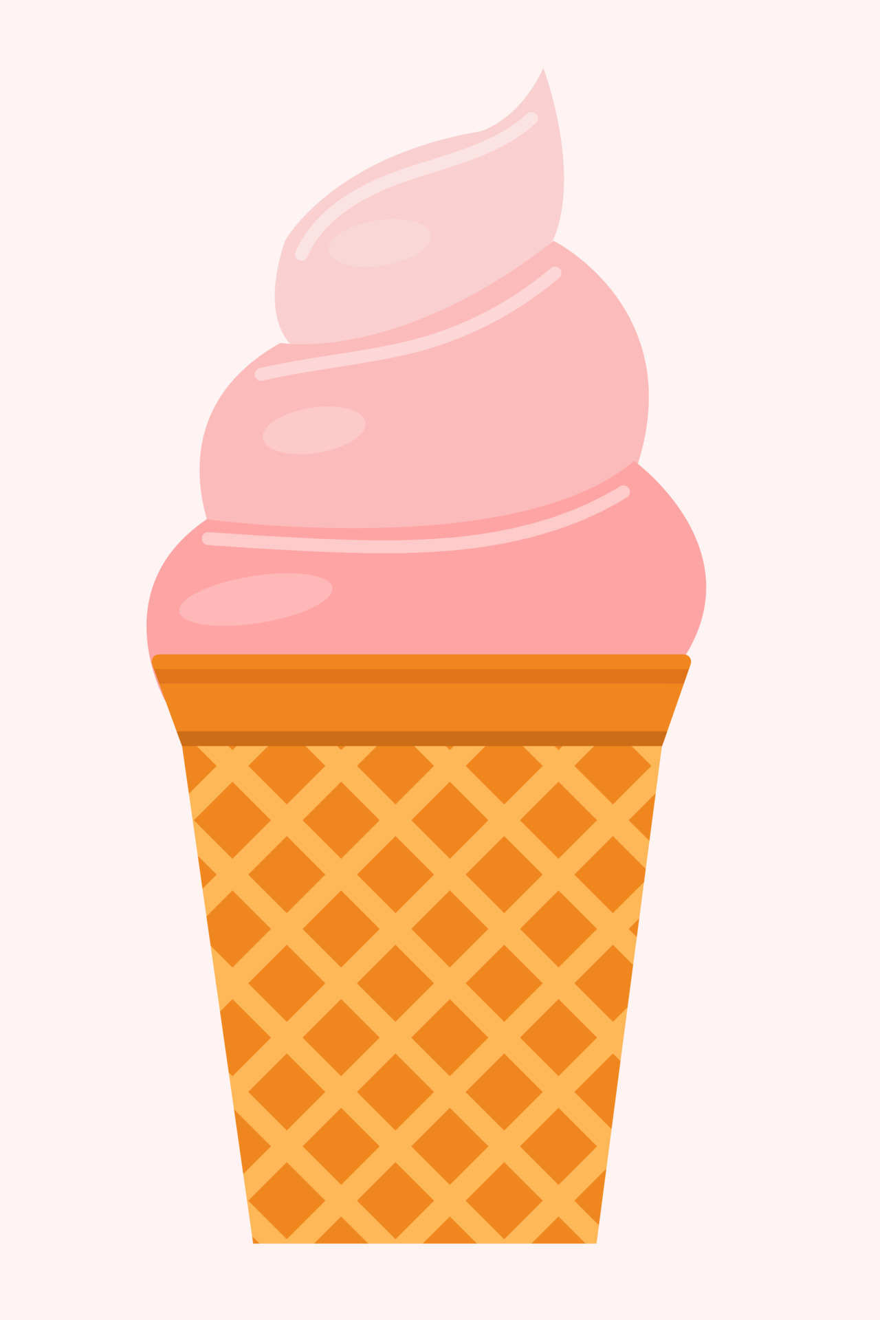 Ice Cream Mug, Waffle Cone Pink Strawberry Ice Cream With