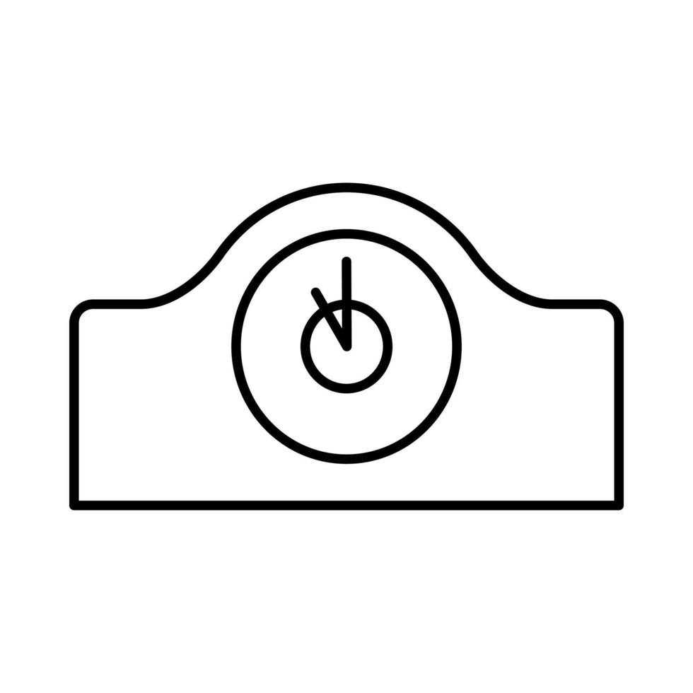 vintage desk or table clock with outline style. showing eleven o'clock. isolated on white background. vector illustration.