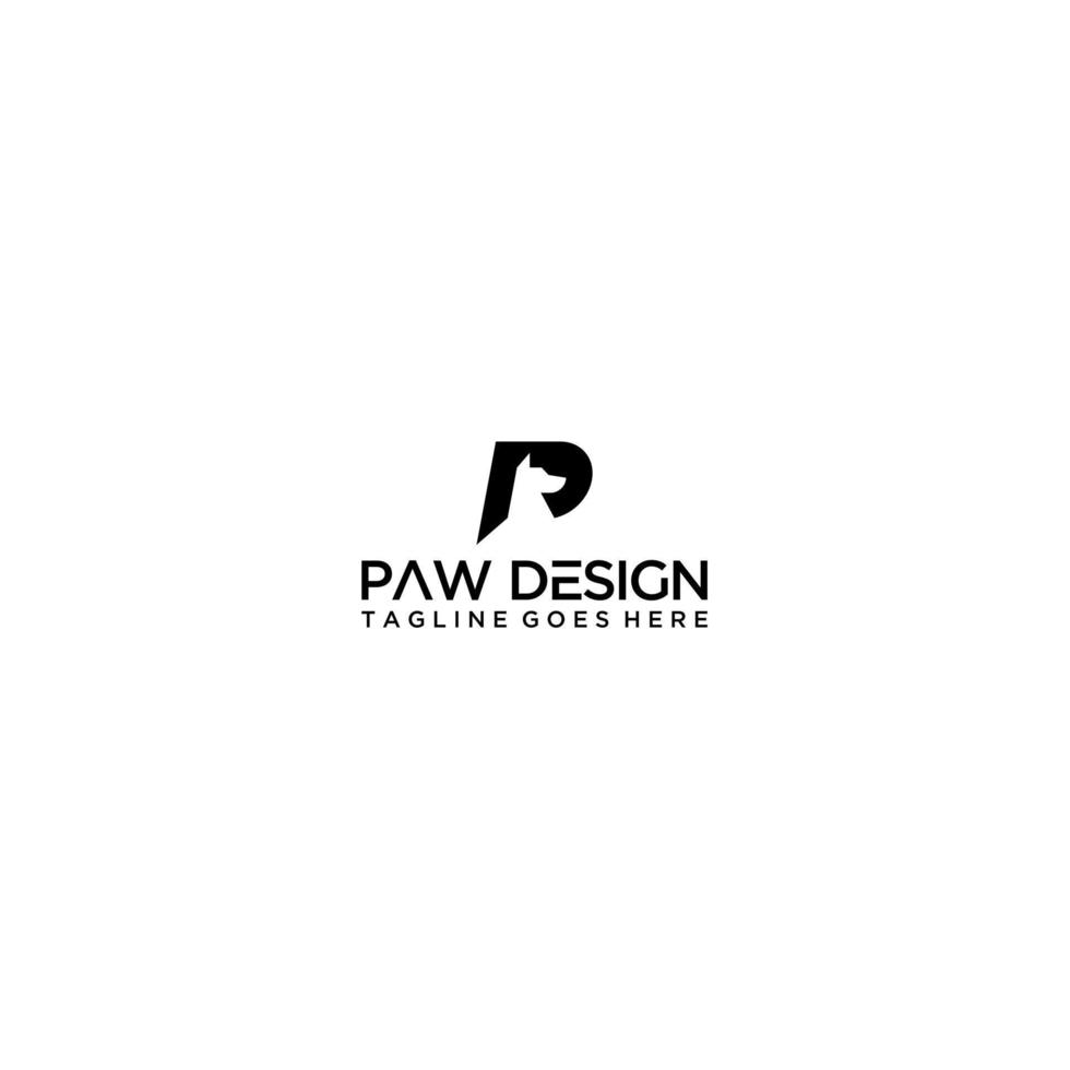 Paw design with letter P logo design vector