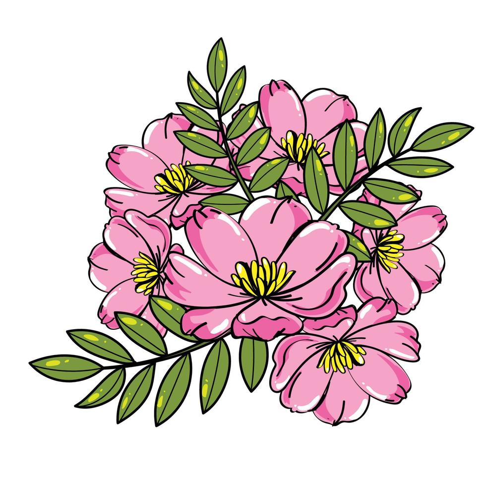 mano dibujo flores elemento conjunto 01 vector