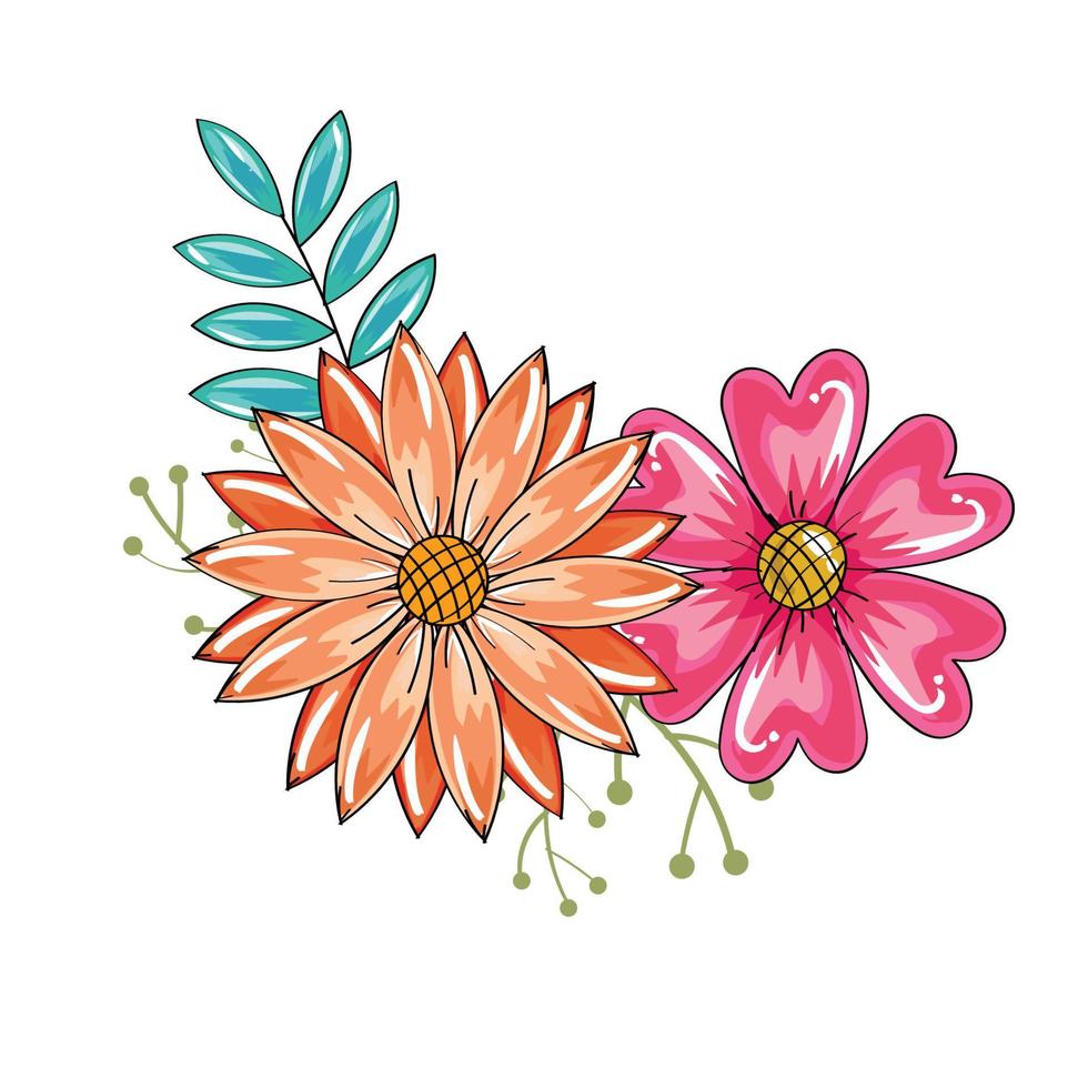 mano dibujo flores elemento conjunto 01 vector