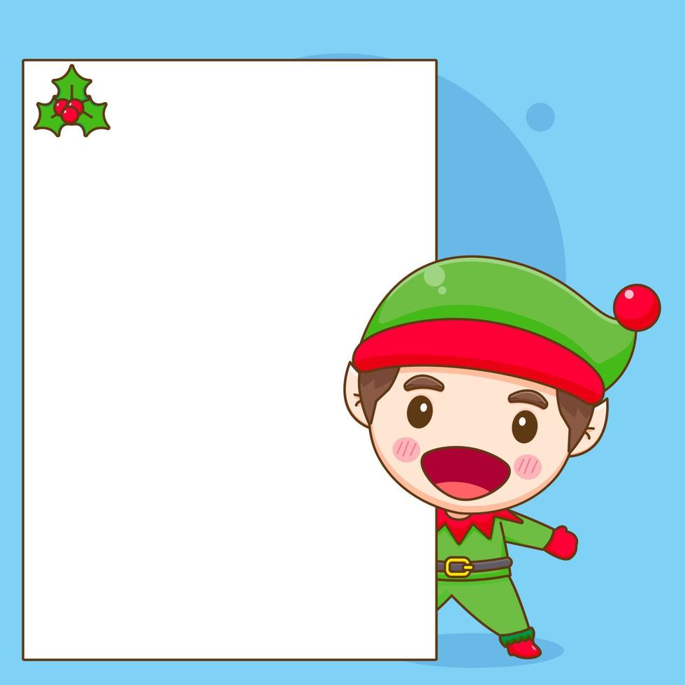 linda duende con vacío tablero chibi dibujos animados personaje vector