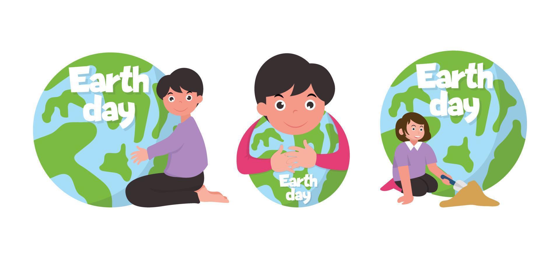 Earth Day Flat Bundle Design Illustration vector