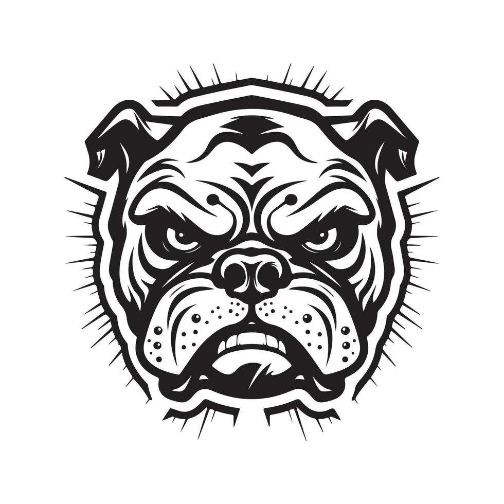 angry bulldog, logo concept black and white color, hand drawn illustration vector