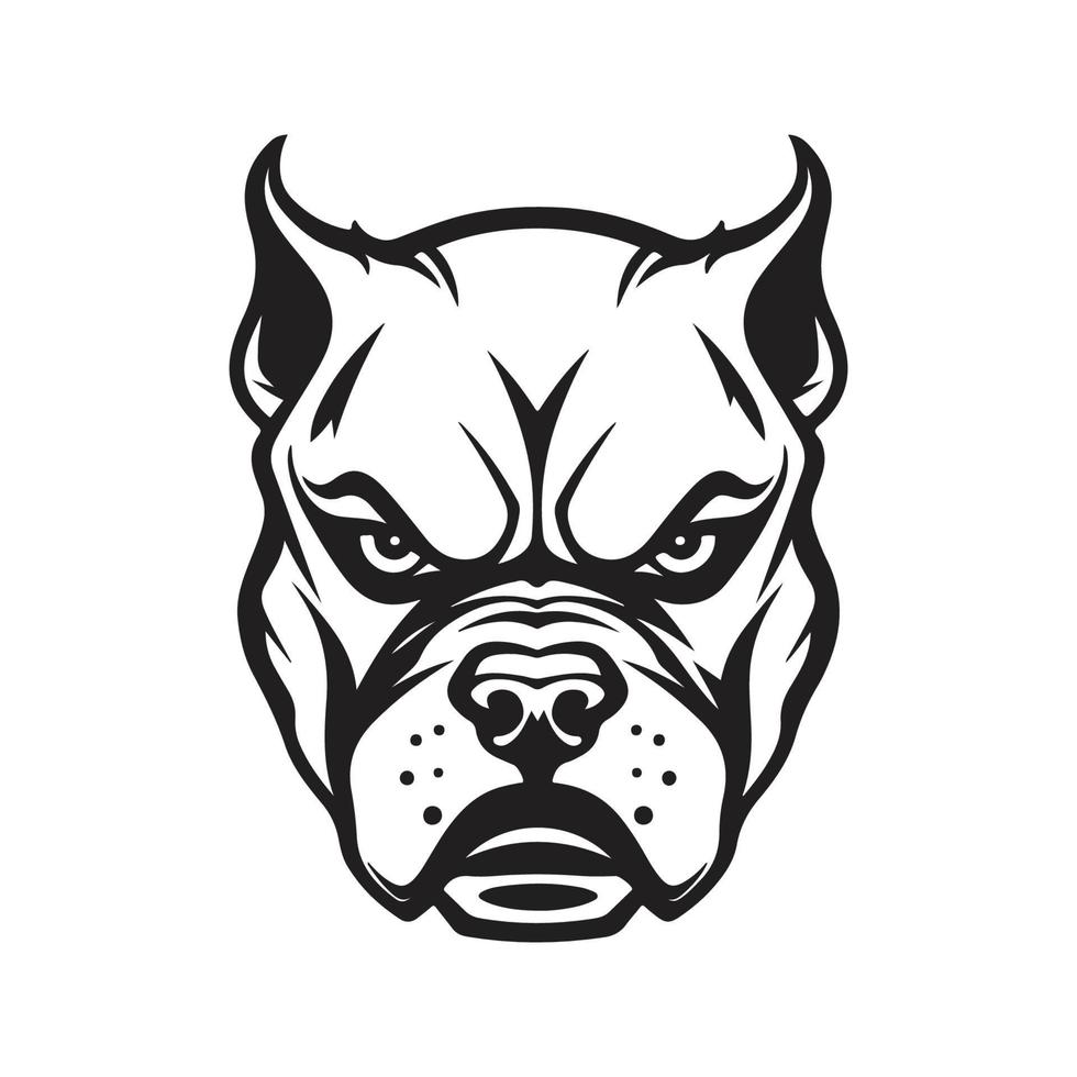 angry pitbull, logo concept black and white color, hand drawn illustration vector