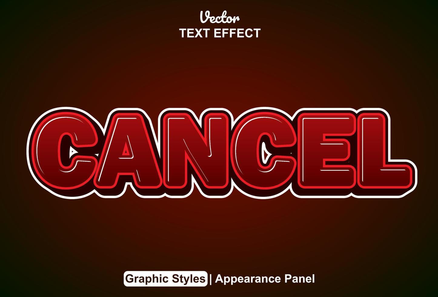 cancel text effect with editable red color graphic style vector