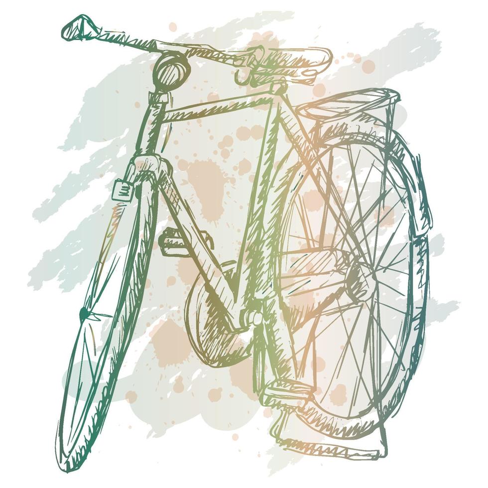 Old bicycle sketch drawing illustration vector