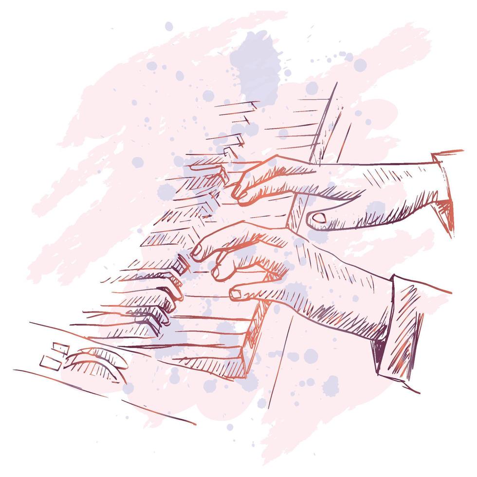 Sketch of player keyboard music vector