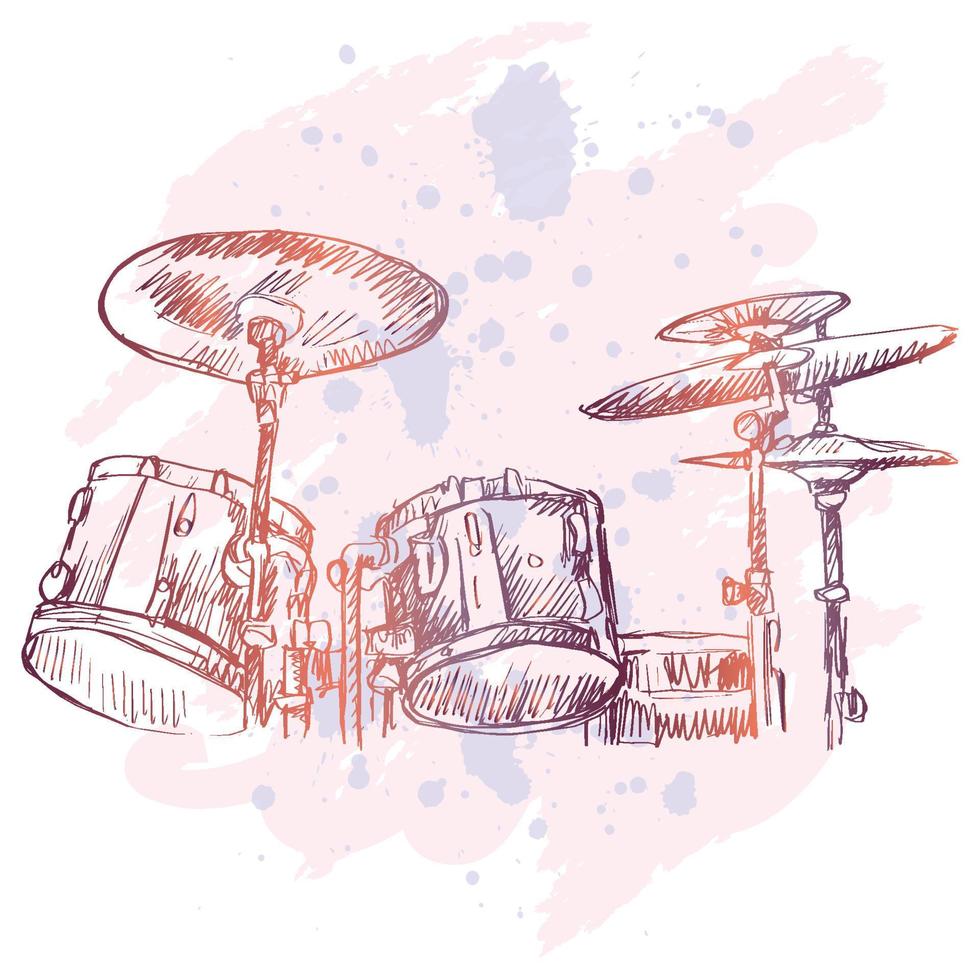 Sketch of drum, percussion instrument. vector