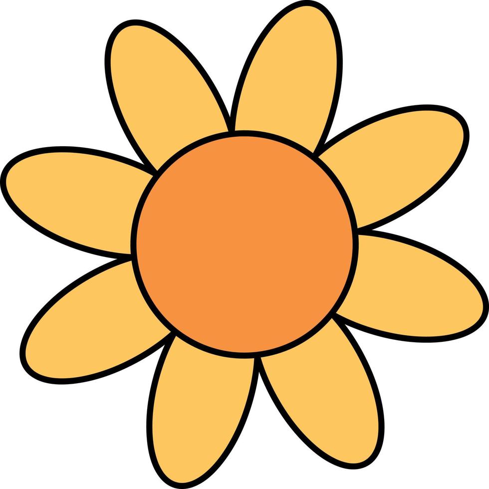 one flower in the style of the 70s groovy for creating patterns for backgrounds and cards. Vector illustration