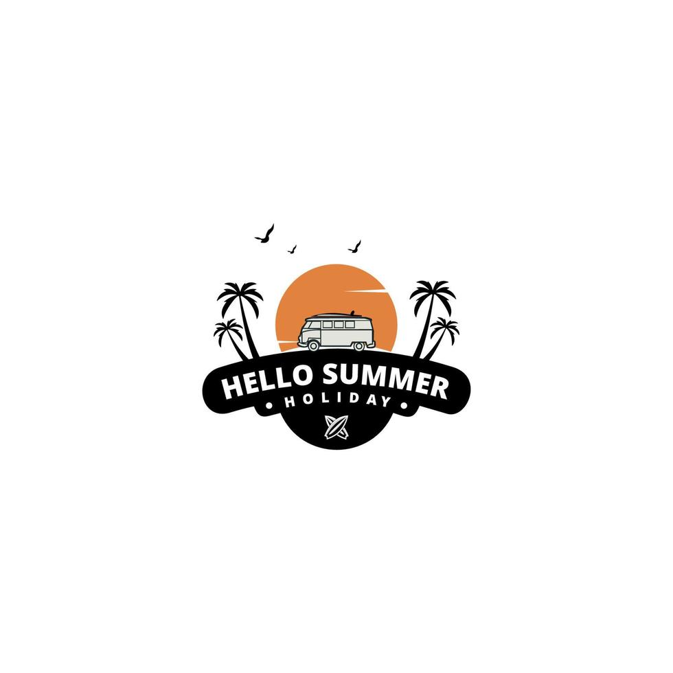 Hello Summer Logo. summer beach logo vector illustration