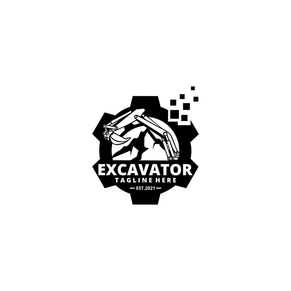 Excavator Vector Logo Template. Heavy equipment logo vector for construction company