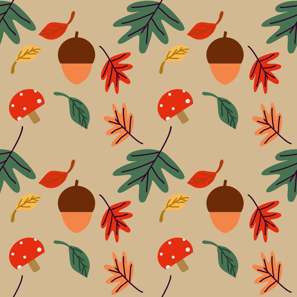 Autumn elements seamless pattern background. vector