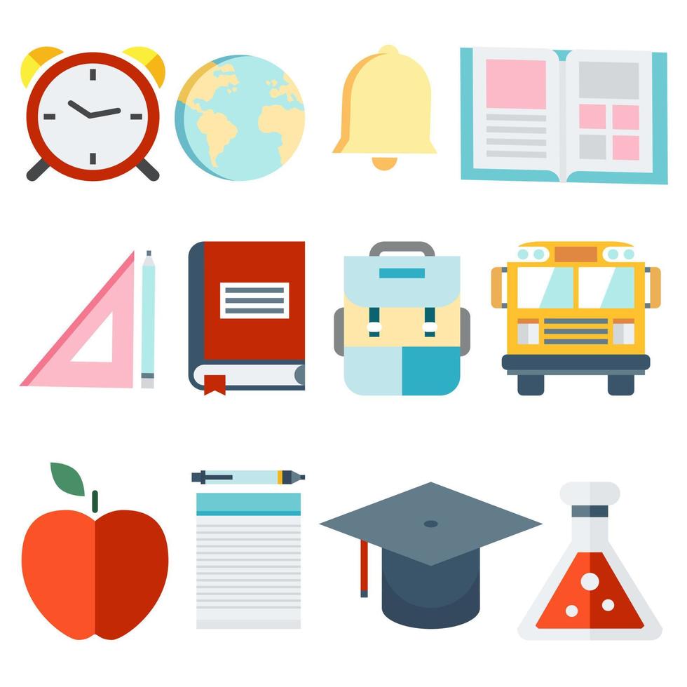 Back to school icon elements on white background vector