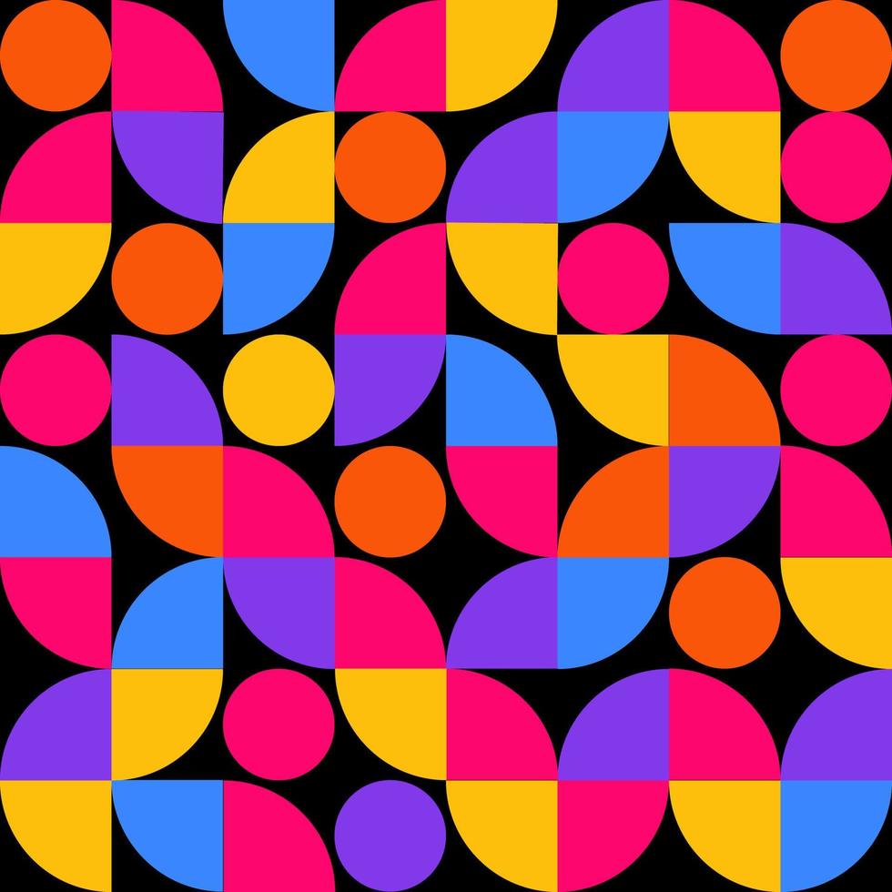 Colorful Geometric seamless pattern on black background. vector