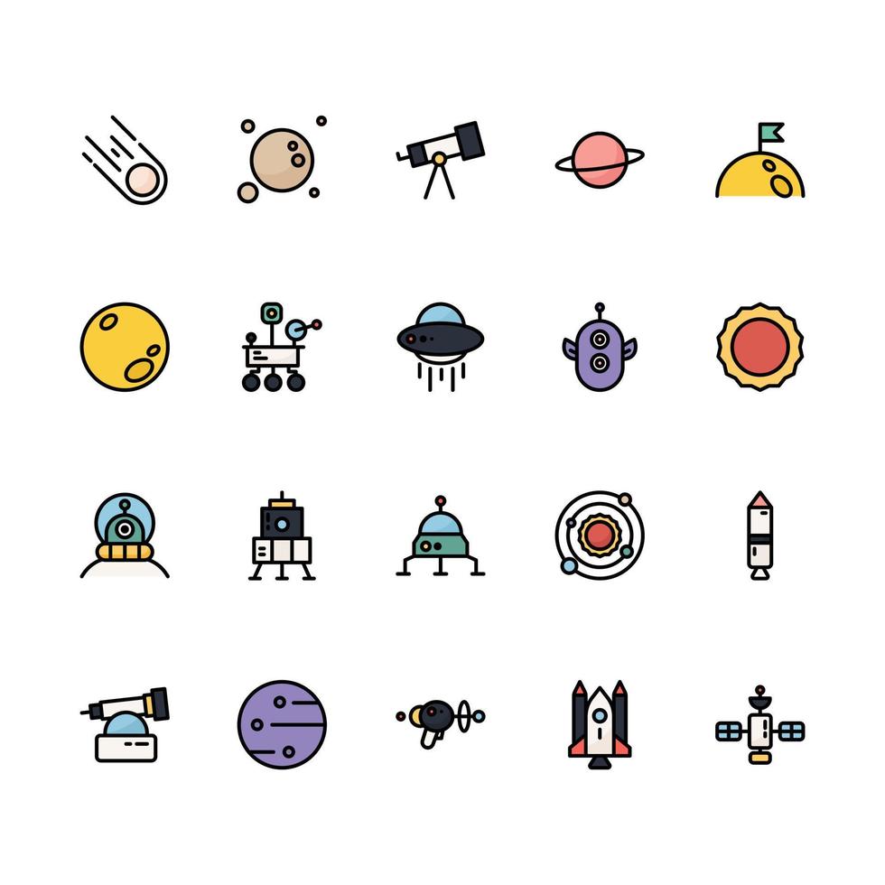 Space icons. Space icon set. Vector illustration.