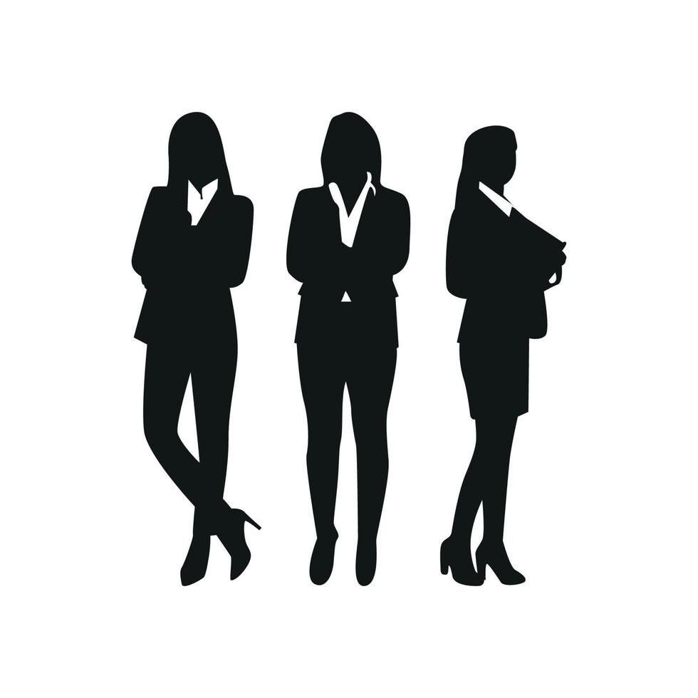 collection of silhouettes in office lady style vector