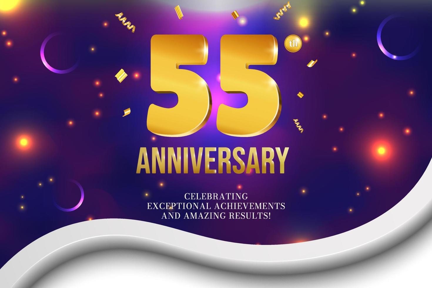 Anniversary celebration golden numbers cover design glowing festive background vector