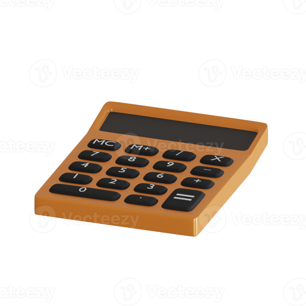 3d rendered orange color calculator perfect for design project png