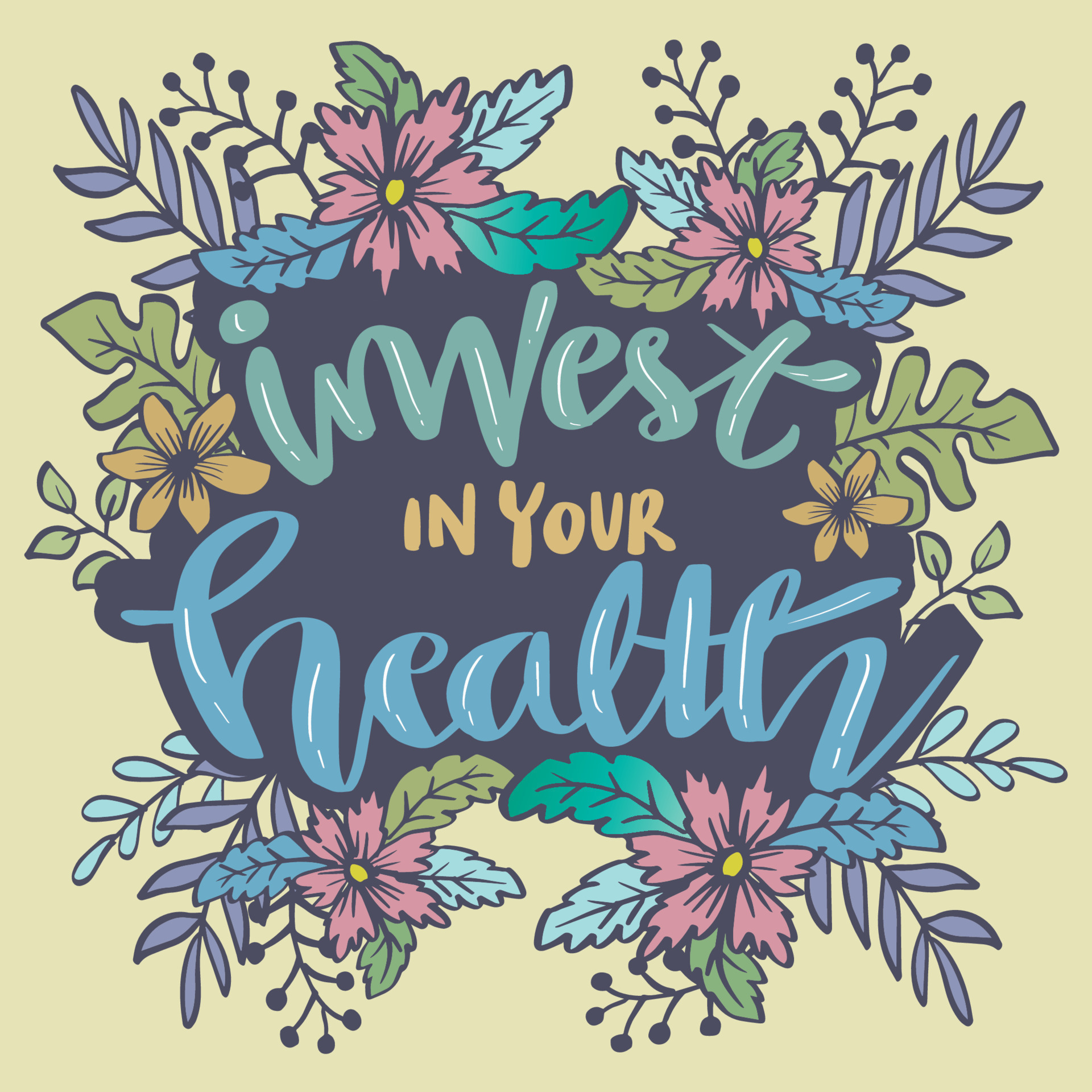 Invest in your health, hand lettering. 22089550 Vector Art at Vecteezy