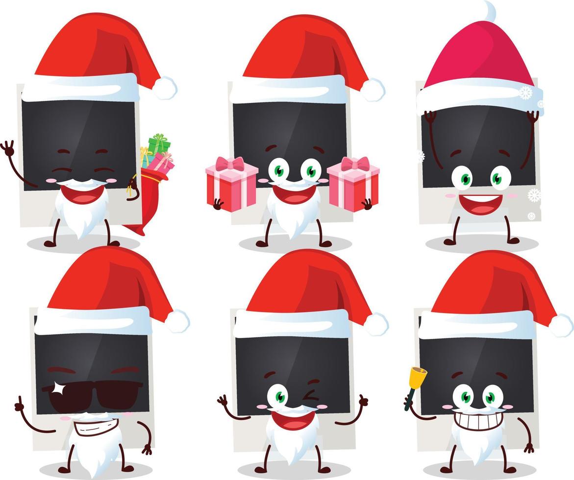 Papa Noel claus emoticones con negro polaroid dibujos animados personaje vector