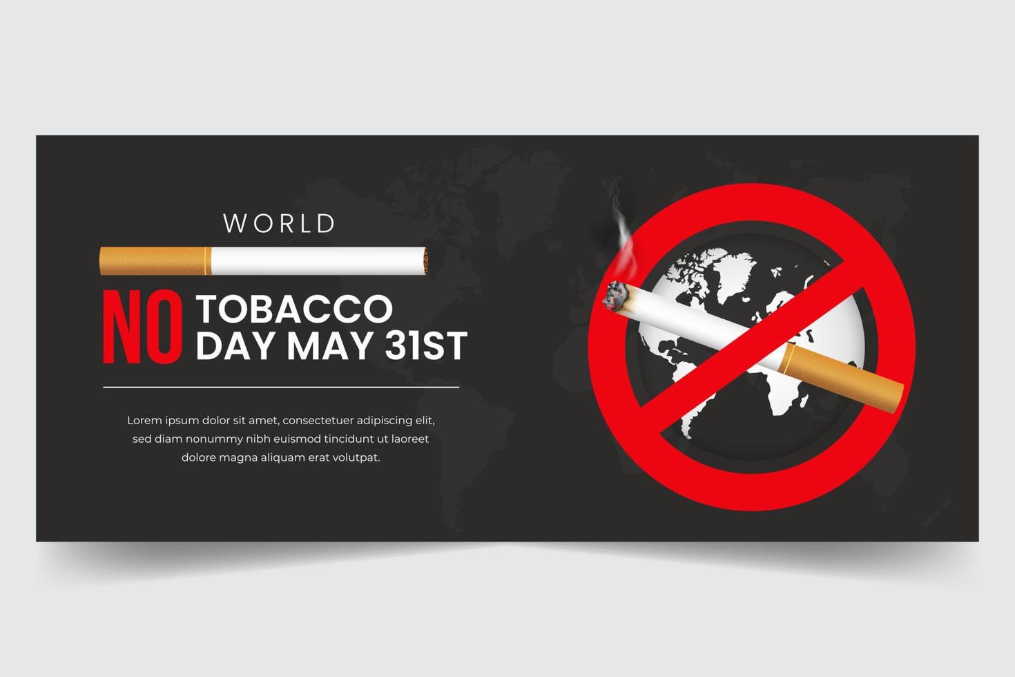 World No Tobacco Day May 31st with cigarettes ban illustration banner design vector