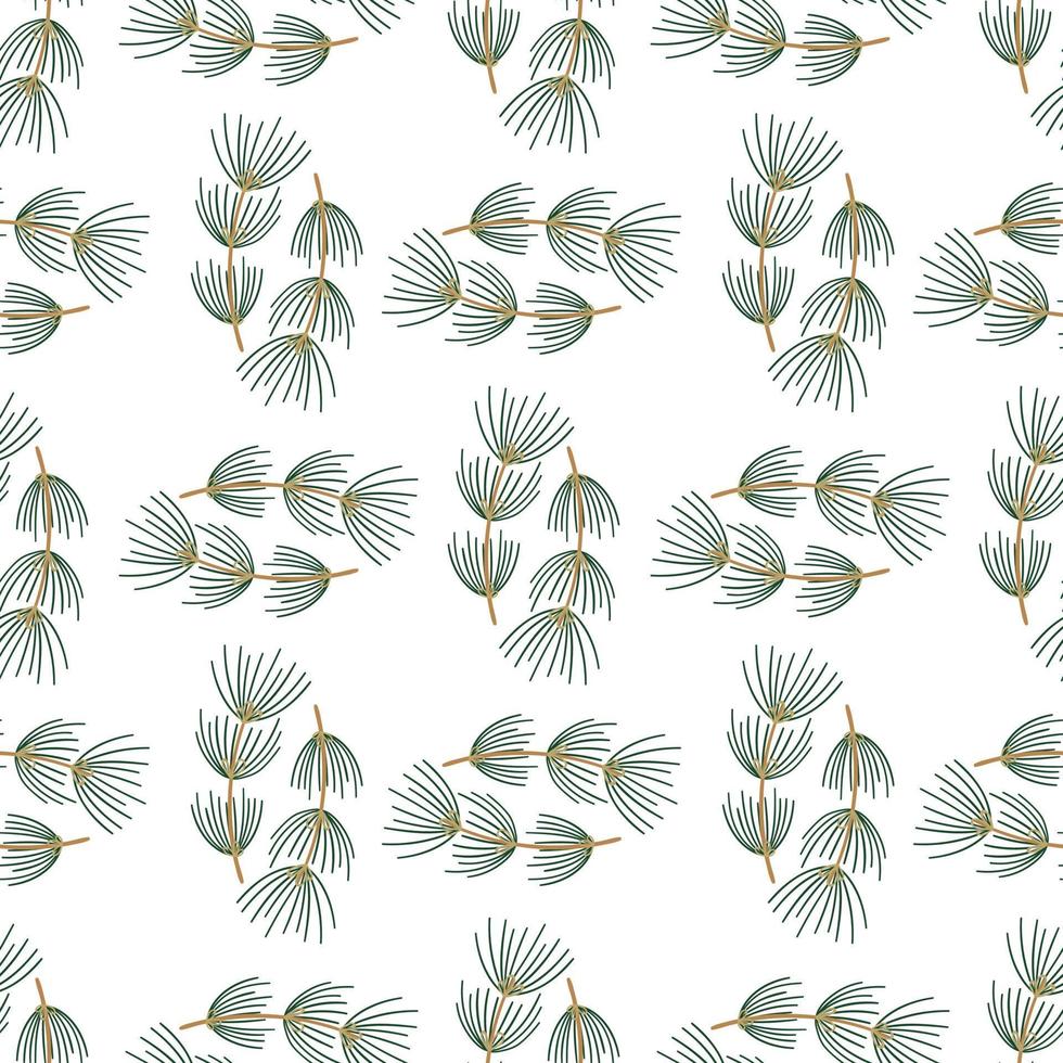 Branch of fir-tree. Doodle coniferous tree. Winter floral festival seamless pattern. vector