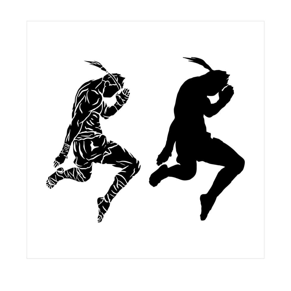 illustration vector muay thai silhouette logo icon