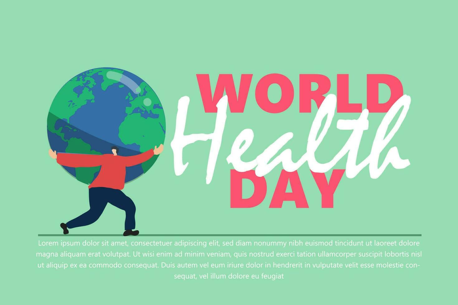 El día mundial de la salud es un día mundial de concienciación sobre la salud que se celebra todos los años el 7 de abril. diseño de ilustración vectorial vector