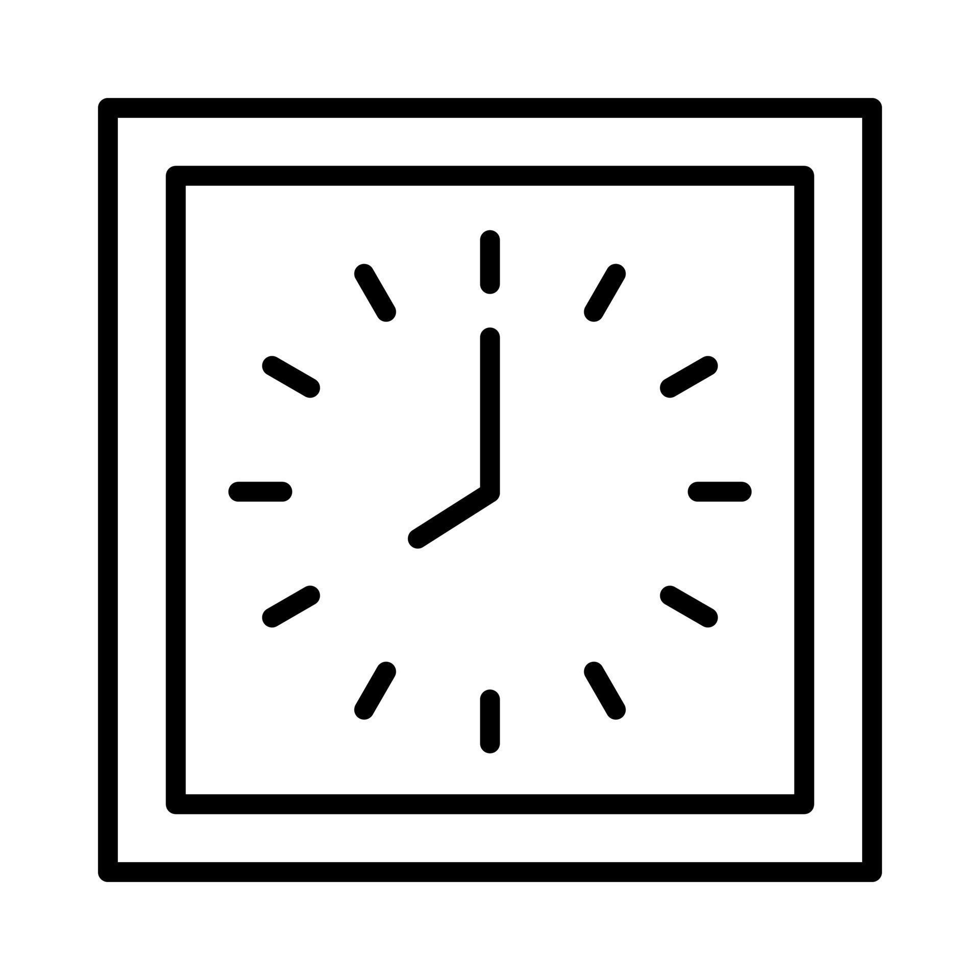 square shape wall clock. outline vector. showing eight o' clock
