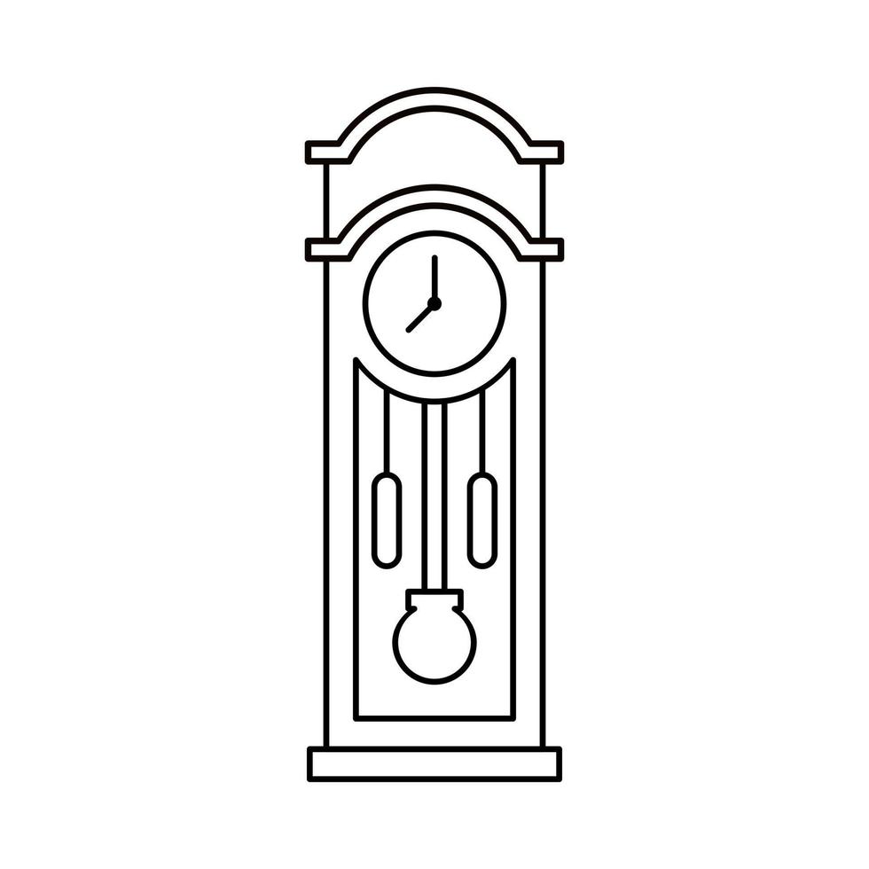 antiguo pared reloj con contorno estilo. demostración Siete o' reloj. aislado en blanco antecedentes. vector ilustración.