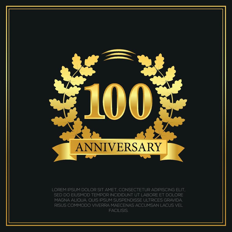 100 year anniversary celebration logo gold color design on black background abstract illustration vector