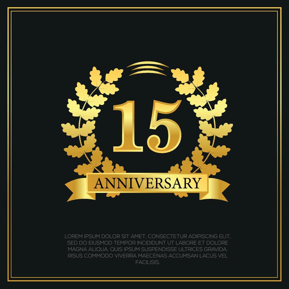 15 año aniversario celebracion logo oro color diseño en negro antecedentes resumen ilustración vector