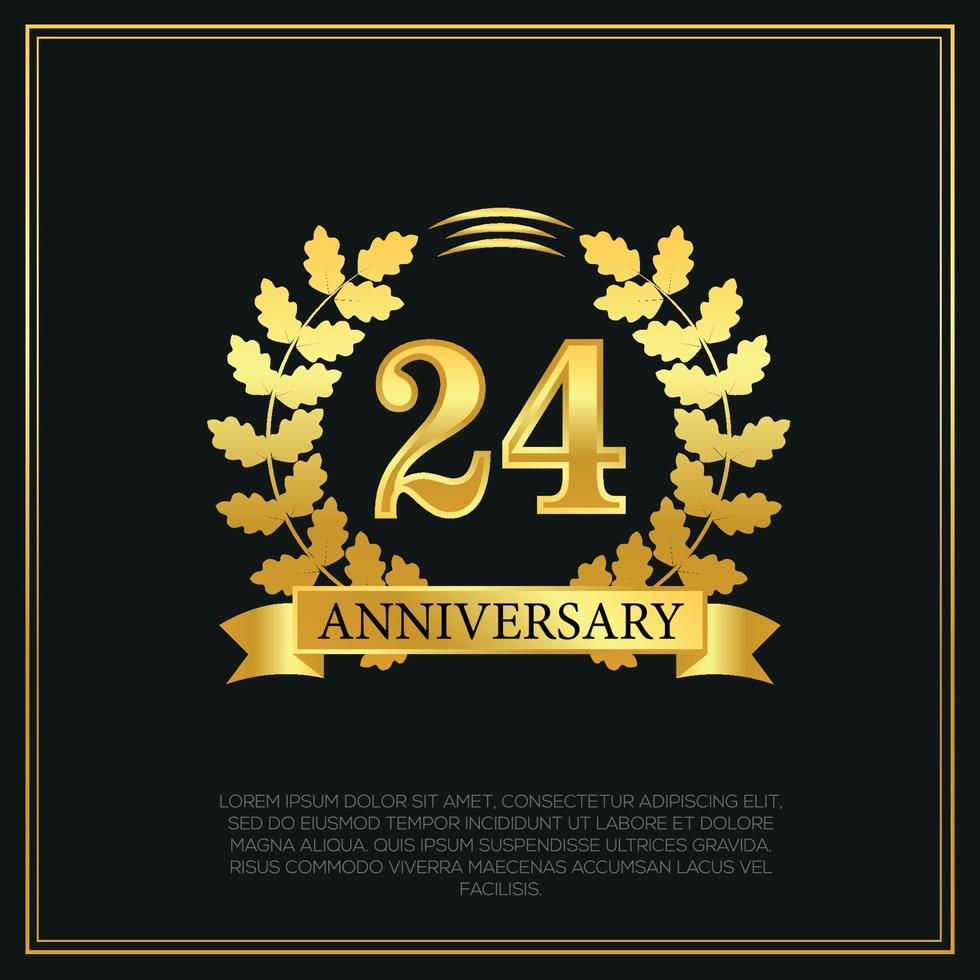 24 año aniversario celebracion logo oro color diseño en negro antecedentes resumen ilustración vector