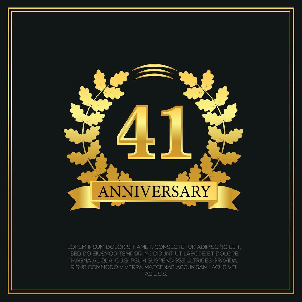 41 year anniversary celebration logo gold color design on black background abstract illustration vector