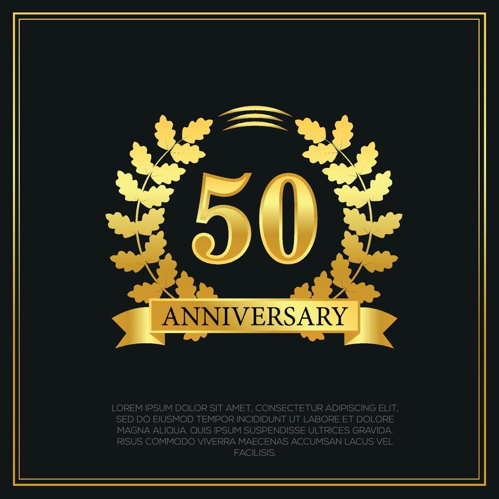 50 año aniversario celebracion logo oro color diseño en negro antecedentes resumen ilustración vector