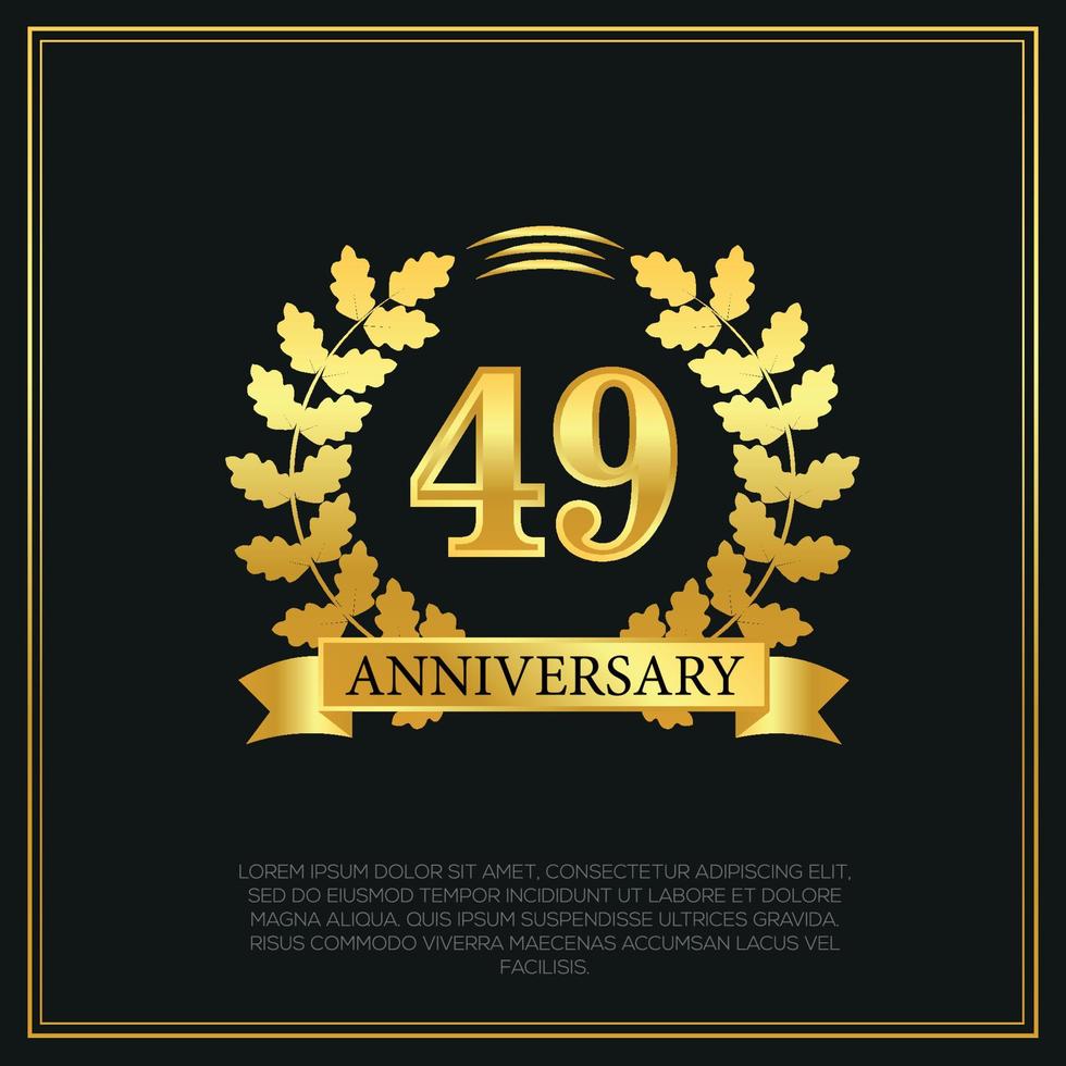 49 year anniversary celebration logo gold color design on black background abstract illustration vector